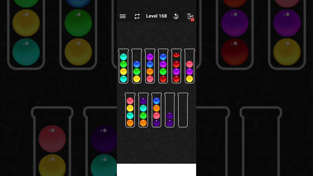 Ball sort color water puzzle level 167