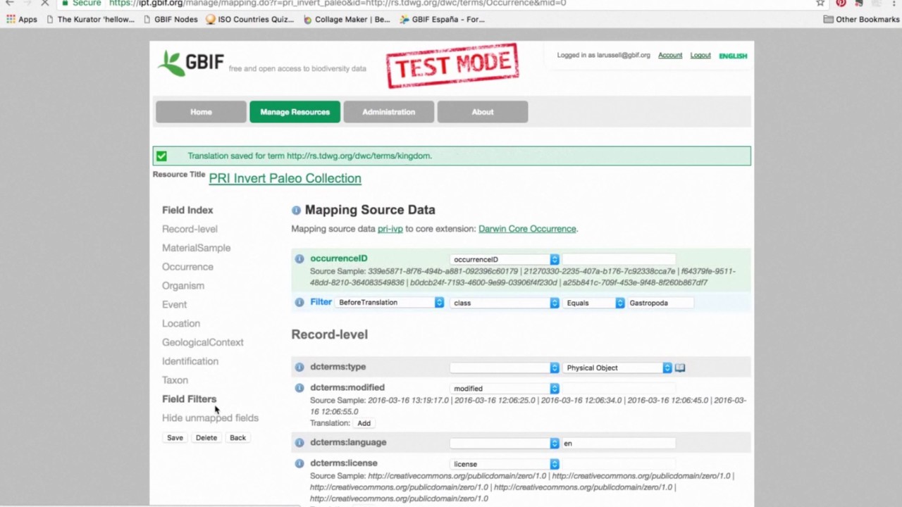 Introduction to publishing using the GBIF Integrated Publishing Toolkit (IPT)