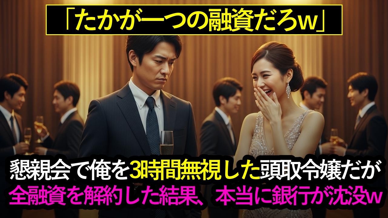 懇親会で3時間無視され「全融資を解約しますｗ」と告げた俺➡頭取令嬢「たかが融資ｗ」後日、本当に銀行が沈没ｗ #スカッとする話