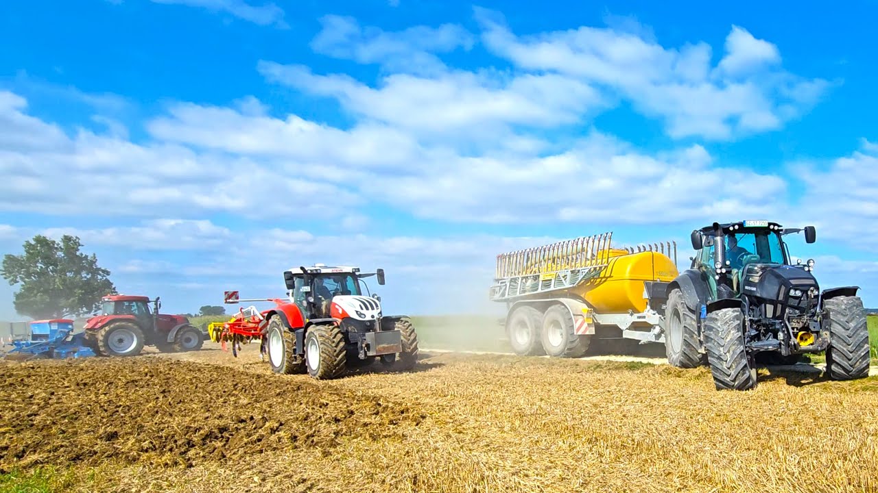 Deutz TTV 7250 Warrior & Case IH 175 CVX & STEYR 6220 Absolut beim düngen & grubbern & säen zugleich