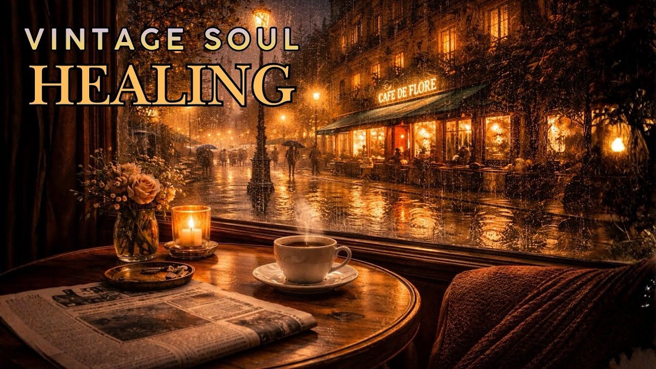 Rainy Night in 1970s Paris... | Nostalgic Cafe Jazz & Piano for Healing and Sleep