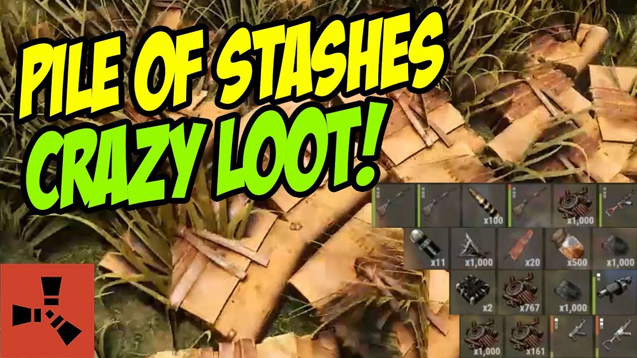 Finding CRAZY LOOT in a PILE OF STASHES! | Rust Solo Survival S33E04