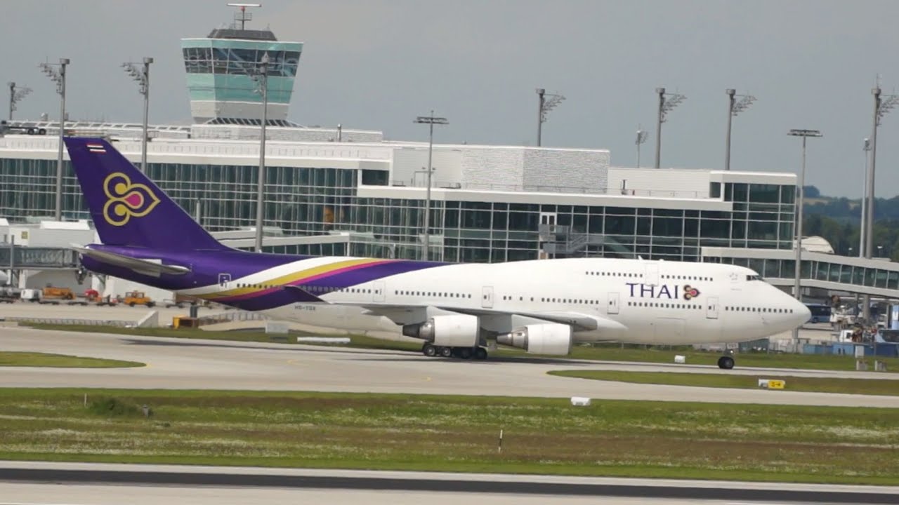 Thai Airways Boeing 747-4D7 HS-TGX departure at Munich Airport Abflug M&uuml;nchen Flughafen
