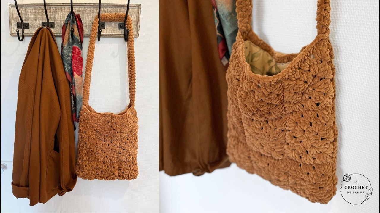 Sac au crochet tuto FACILE | Modèle crochet Granny Velvet | Fil Chenille | Patron Gratuit 🧶