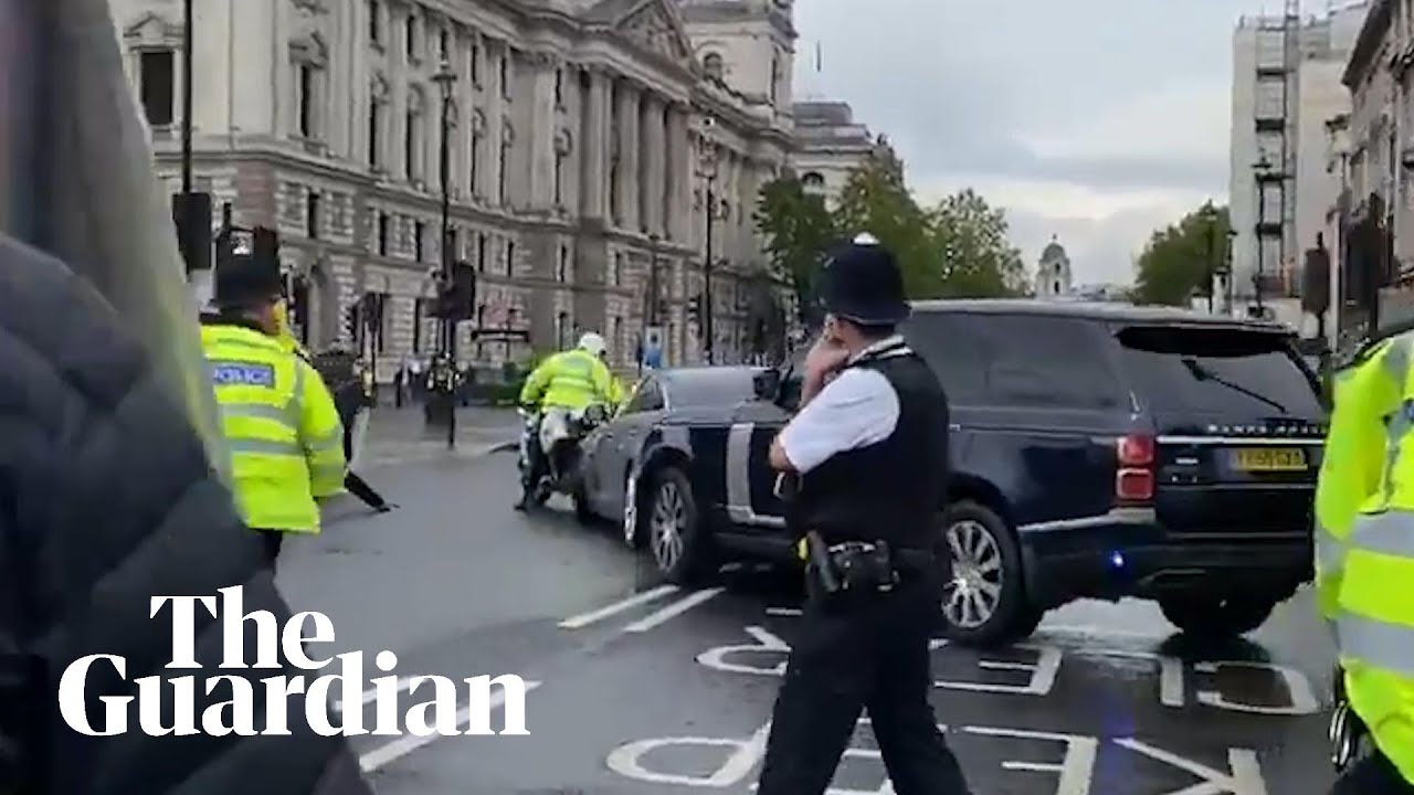 Boris Johnson's car struck from behind as protester runs in front of convoy