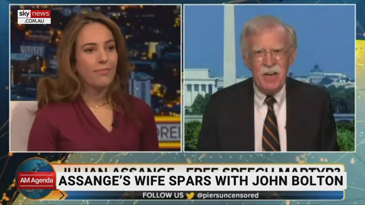 Julian Assange's wife in fiery clash with John Bolton