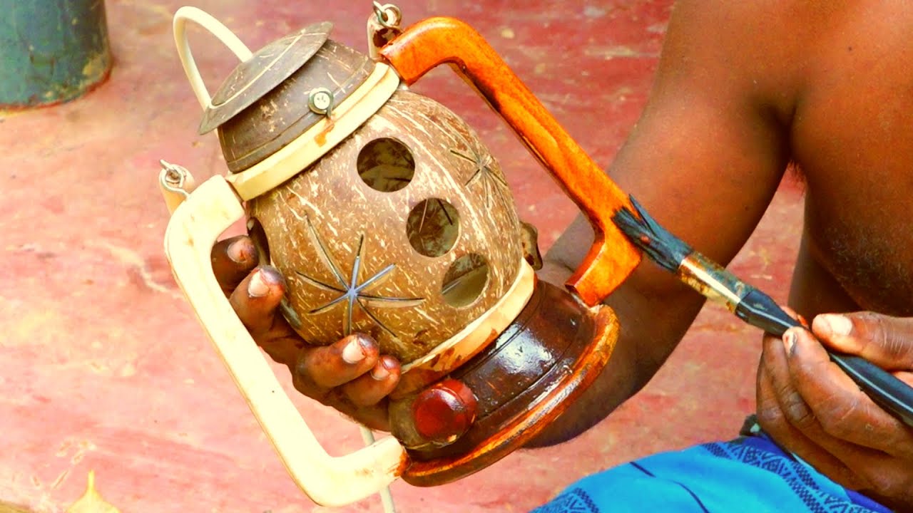 How to make your own coconut shell LAMP SHADE at home