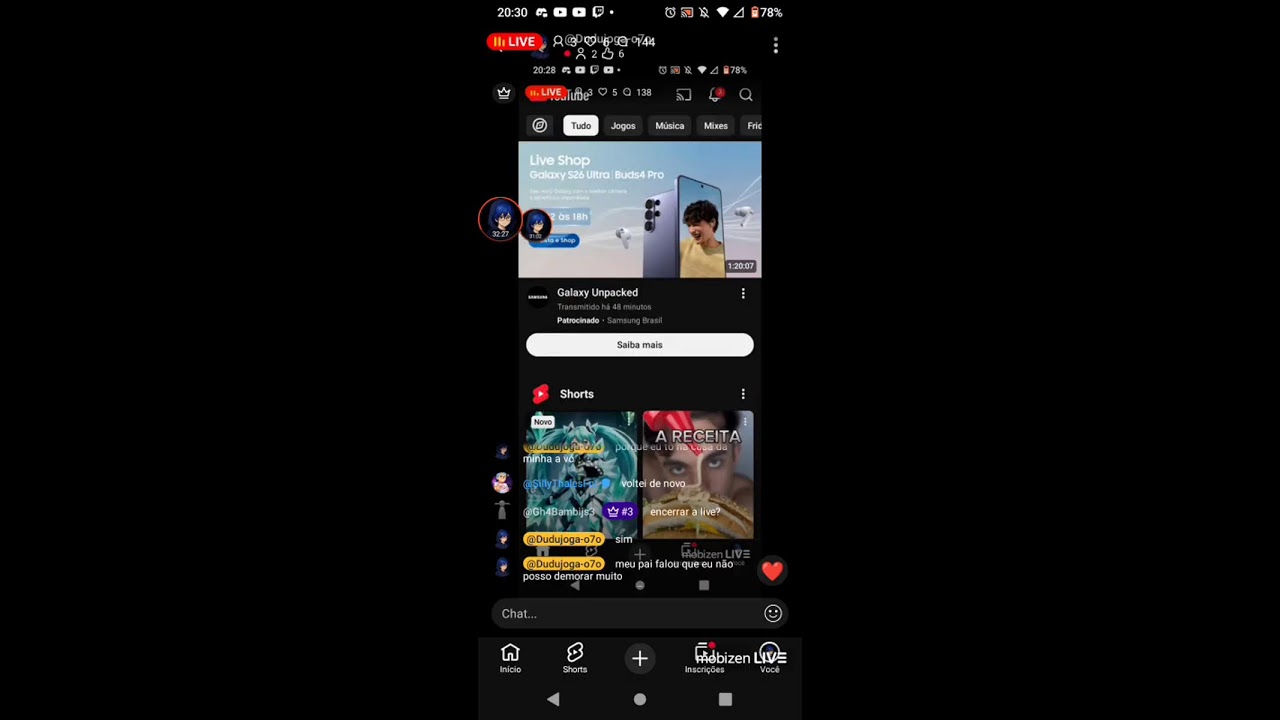 mais uma livezinha neste canal