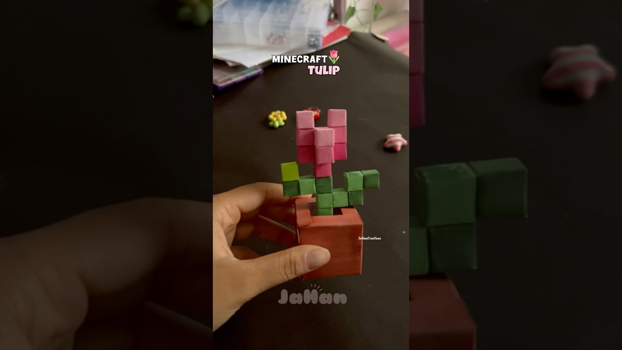 Цветок тюльпана из Minecraft 🌷💖 #diy #minecraft #papercraft #shortsvideo