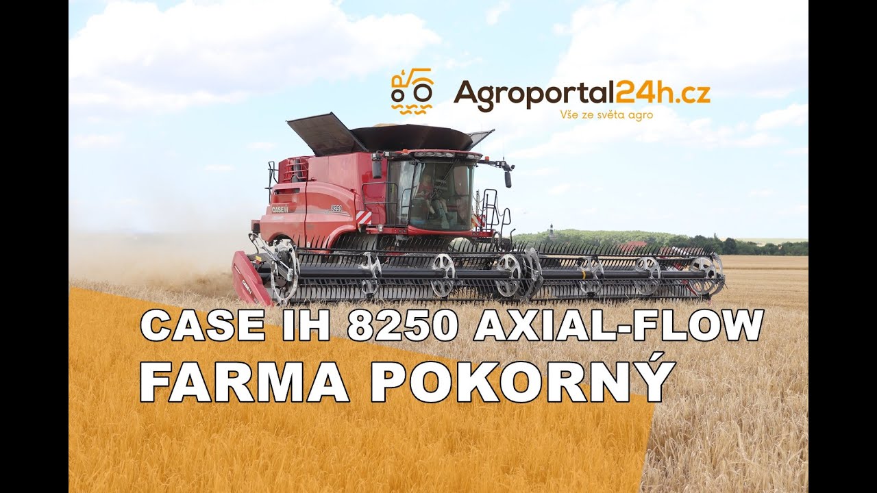 Na rodinné Farmě Pokorný nově sklízí úrodu kombajn Case IH 8250 Axial-Flow s adaptérem MacDon FD235