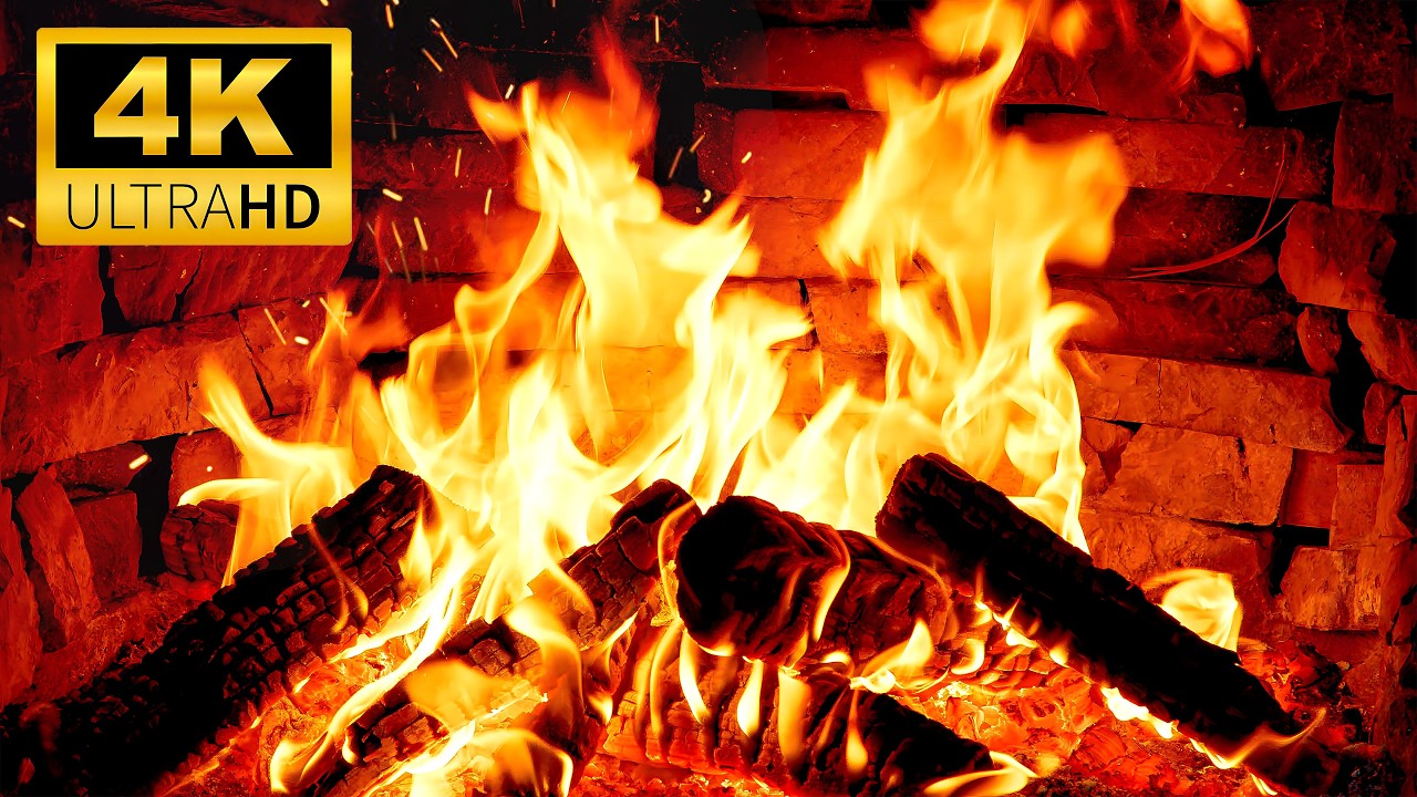 🔥 Perfect 4K Fireplace for Calm Night | Wood Burning with Crackling Fire Sounds | Fireplace Ambience