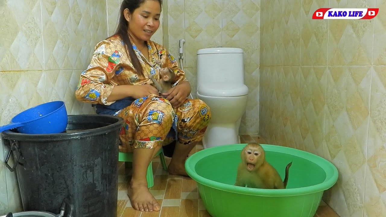 Brother Olly With Little Lisa Taking Bath