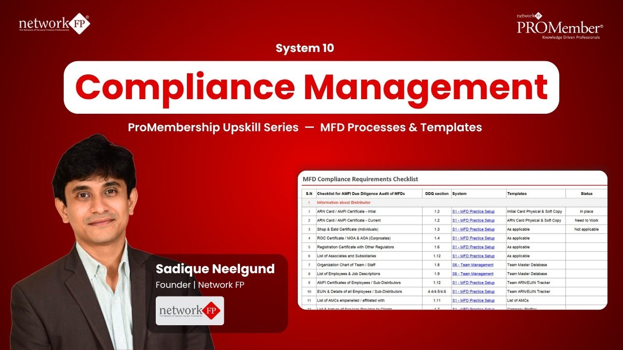 Compliance Management Process for MFDs and RIAs | Sadique Neelgund | Network FP