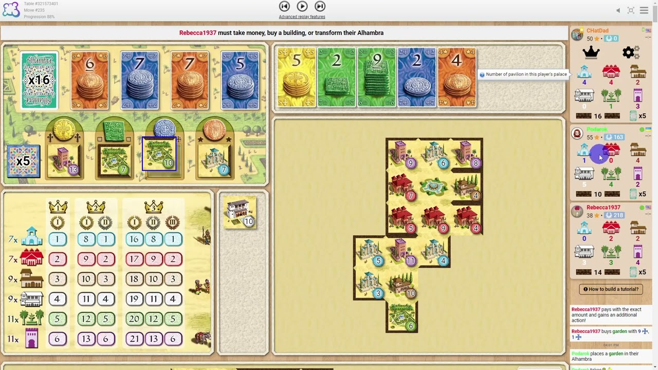 How to Play Alhambra on BGA