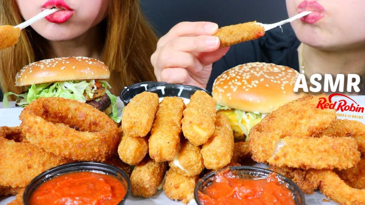 ASMR CHEESY MOZZARELLA STICKS + CRUNCHY ONION RINGS + BURGERS 리얼사운드 먹방 | Kim&Liz ASMR