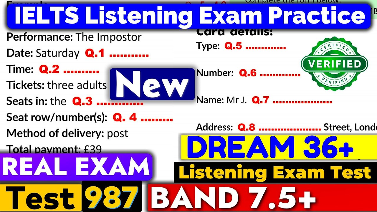 IELTS Listening Practice Test 2026 with Answers | Recent Exam - 987