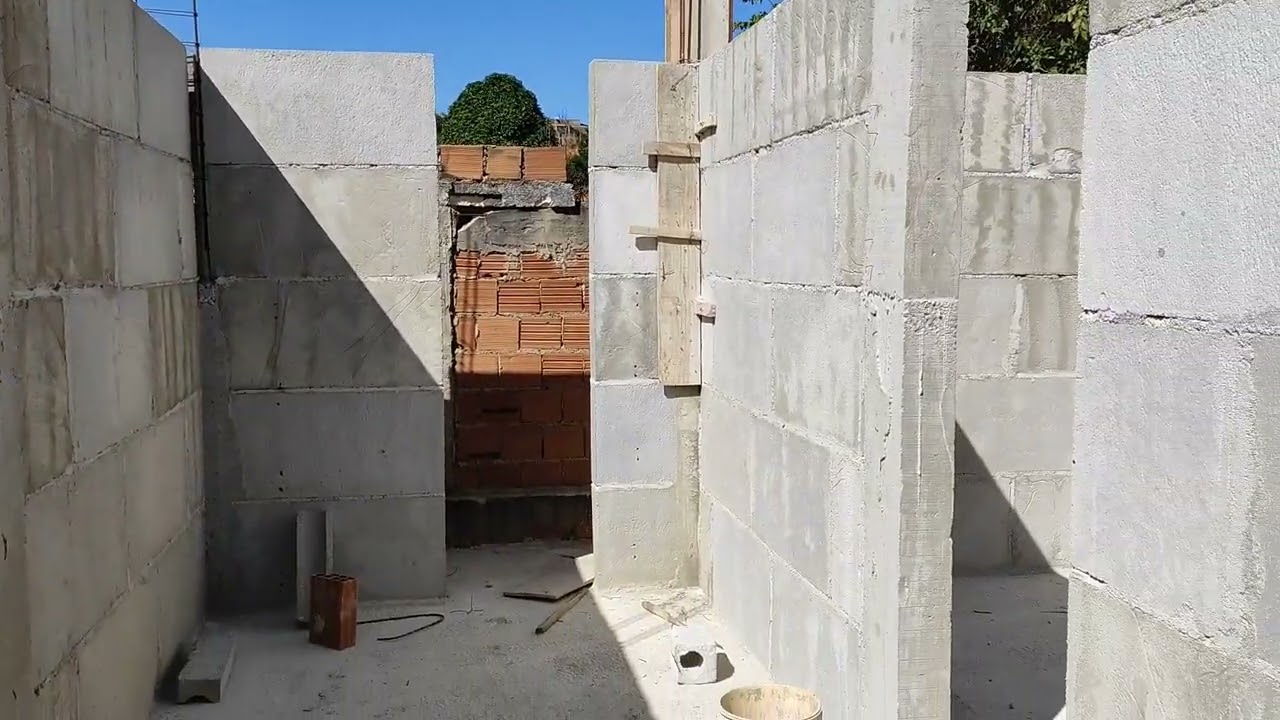 Projeto em andamento de 12 kitnets com alvenaria bloco leve, tour pela construção #kitnet 30m2