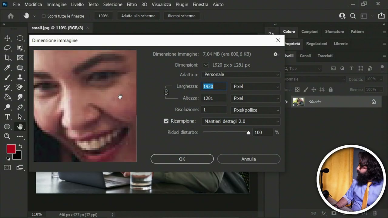 Come AUMENTARE LA RISOLUZIONE dell'immagine (e ridimensionarla) in PHOTOSHOP