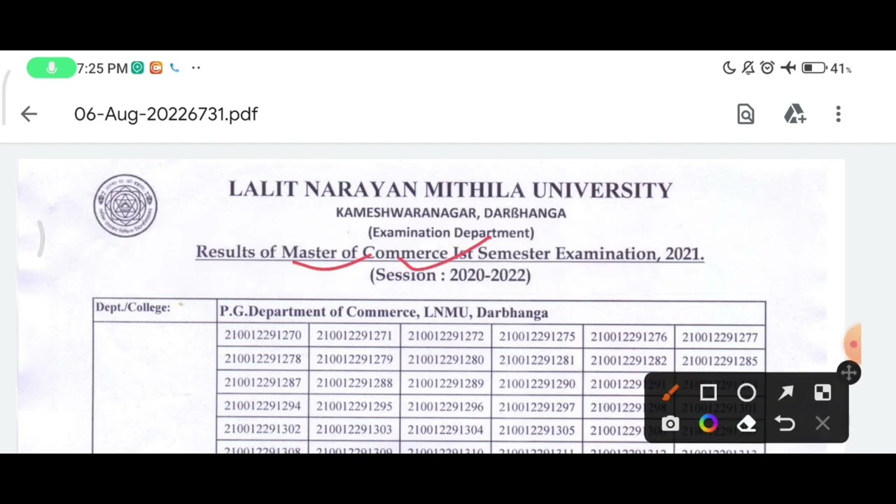 PG 1st Semester Result जारी || PG  ( 2020-22 ) Result || lnmu Darbhanga