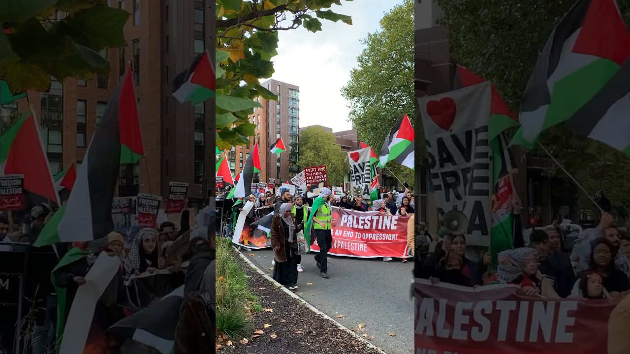 Pro-Palestine Demonstration Comes into Broadmead Bristol from Old Market