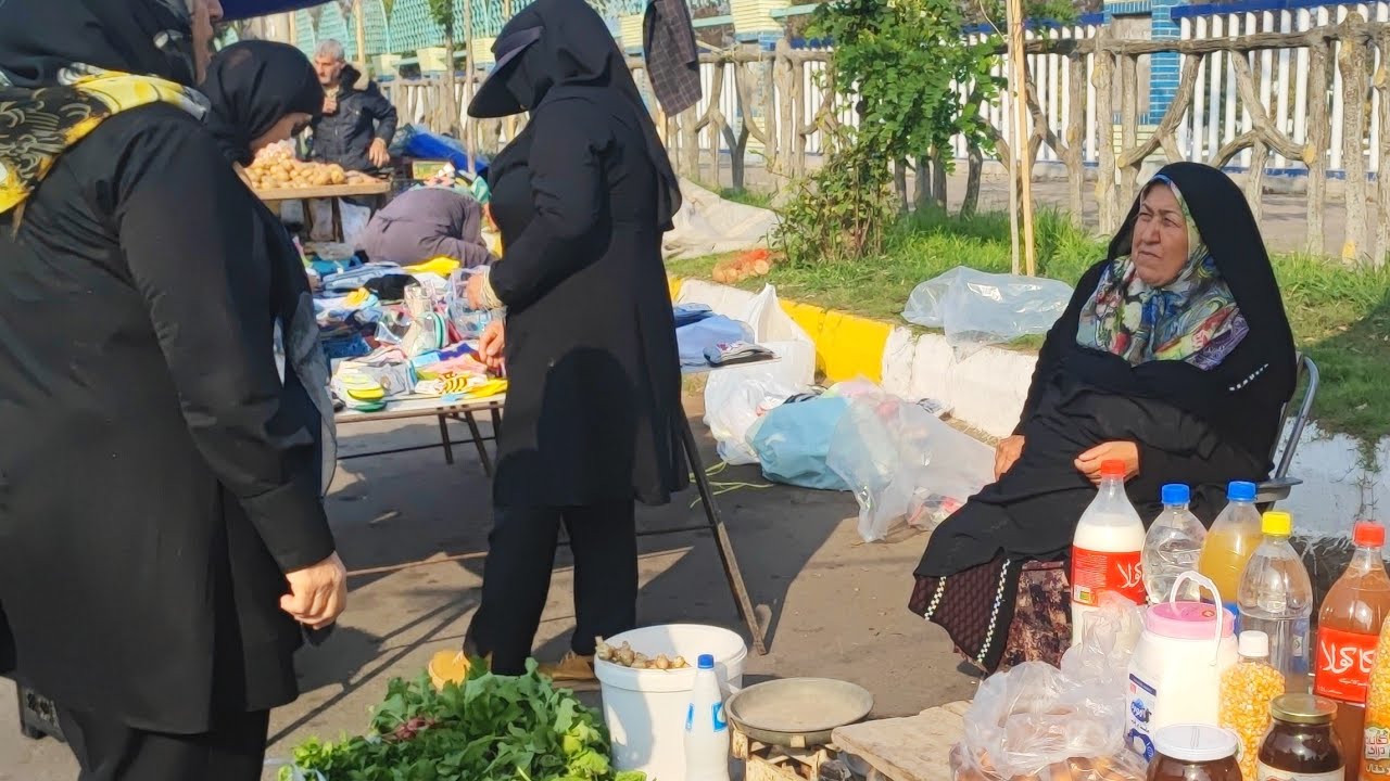 Прогулка по рынку Басир в Астане Ашрафие | Местные торговцы, свежие продукты и уличная жизнь 🇮🇷🛒