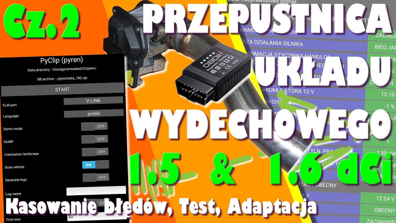 🟢 Przepustnica układu wydechowego - odczyt błędów, testowanie, adaptacja DF1378 DTC148073 DTC148077