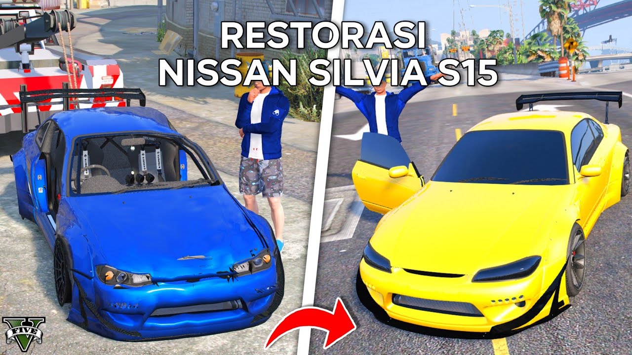BAMBANG RESTORASI & MODIF MOBIL NISSAN SILVIA S15 TERLIHAT BARU DI KOTA GTA V INDONESIA
