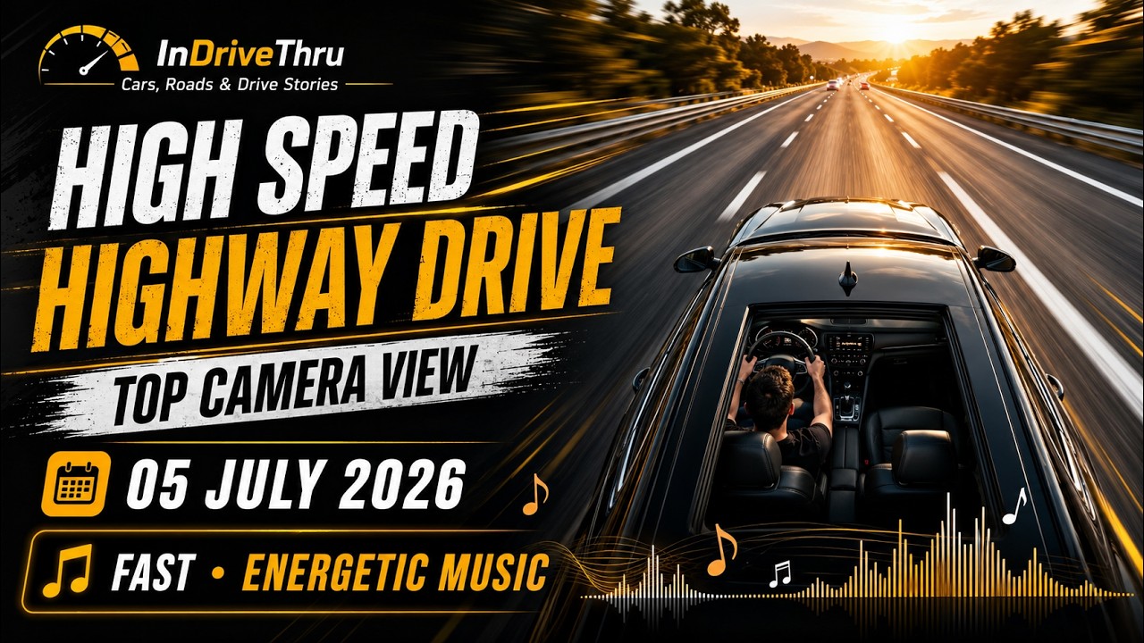 High-Speed Highway Drive | Top Camera Sunroof View | Energetic Music #InDriveThru #HighwayDrive