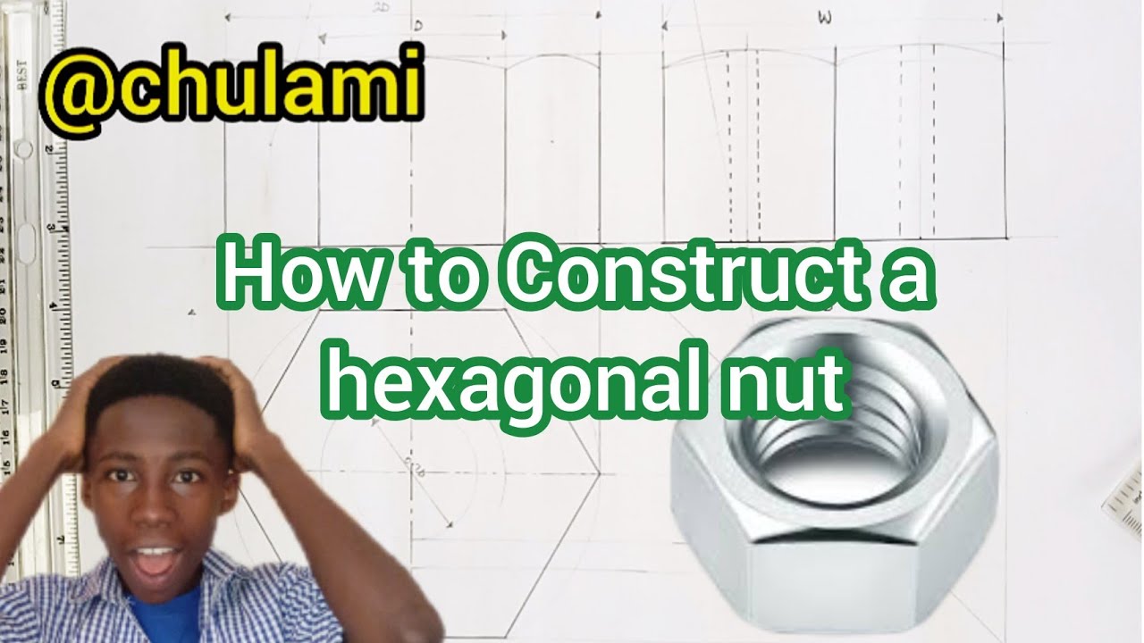 How to draw a Hexagonal nut in 5 minutes (engineering drawing) #engineeringdrawing
