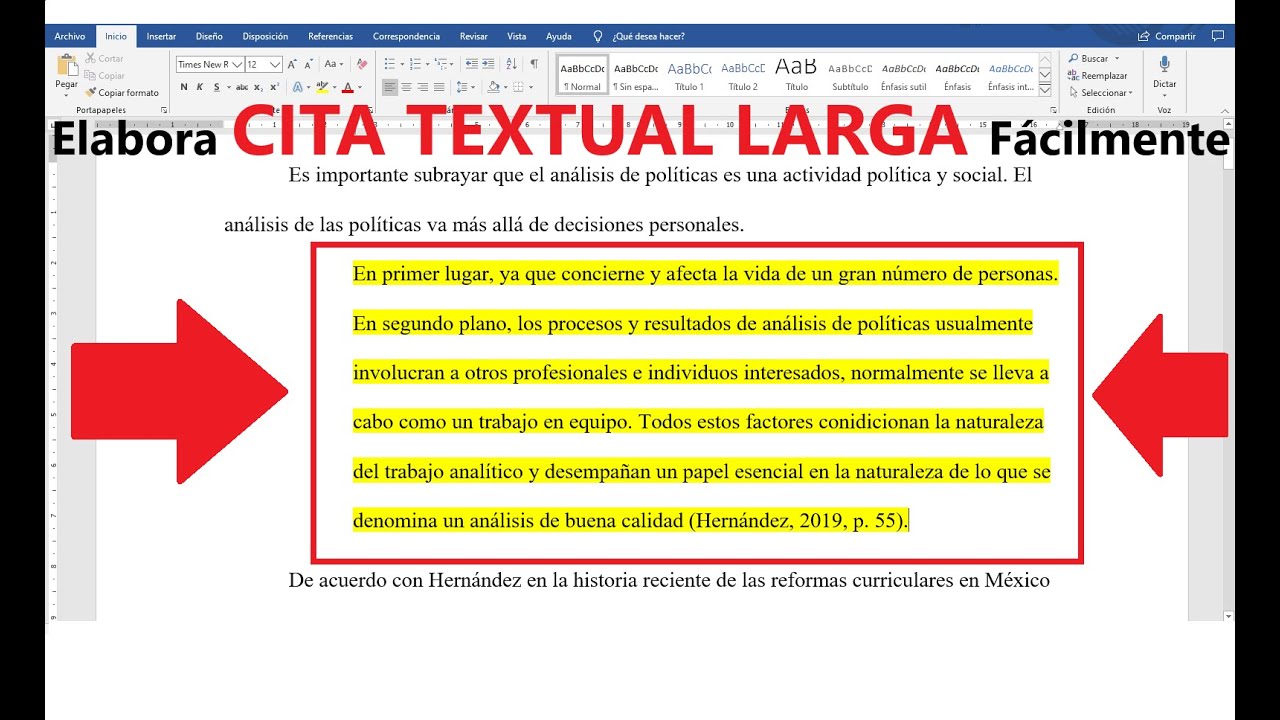 NORMAS APA: HACER UNA CITA TEXTUAL 40 PALABRAS O MÁS EN WORD, SÉPTIMA EDICIÓN (7ma.) PASO A PASO