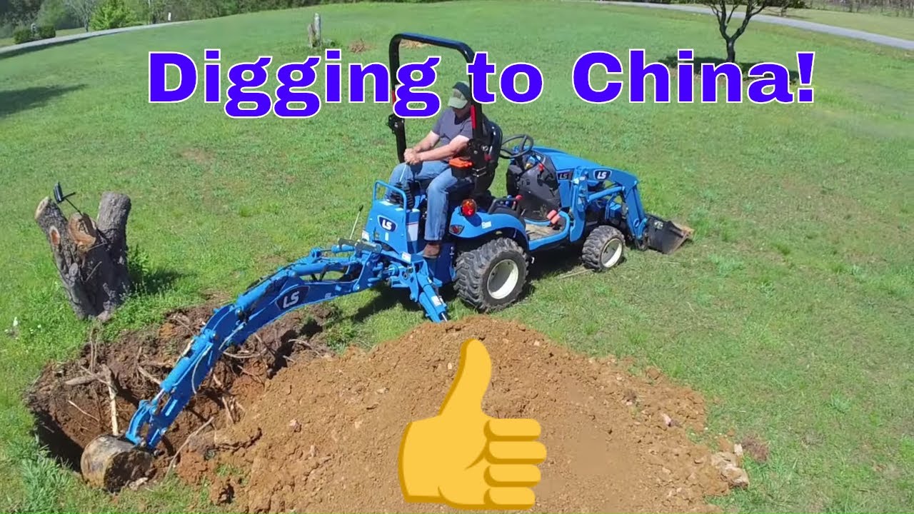 LS Tractor MT125 Subcompact Tractor Backhoe Digging Stump SCUT 3 pt hitch