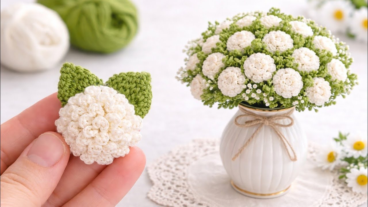 You Won&rsquo;t Believe This Tiny Crochet Flower&hellip; So Satisfying! 🌸✨ #crochet 