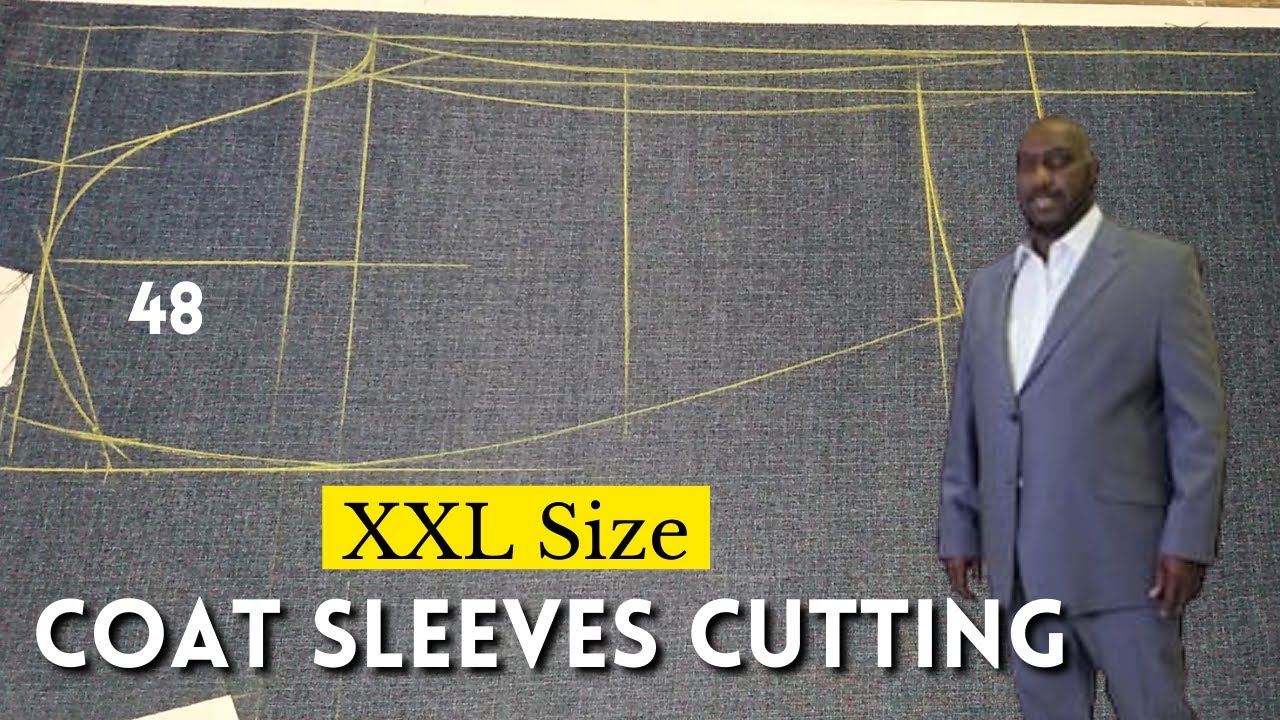XXL Size Coat Sleeves Cutting with Scale Theory || 48 Size ki Coat Sleeves Cutting || Genius Tailors
