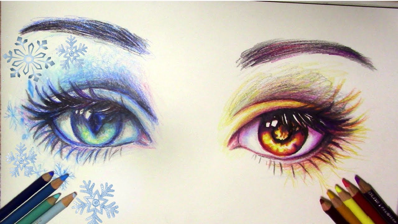 How to Draw Fire and Ice Eyes |Time lapse Drawing