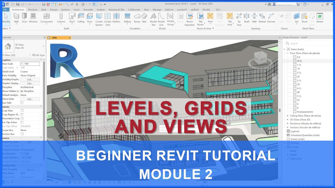 Levels, Grids & Views | Revit for Beginners | Module 2