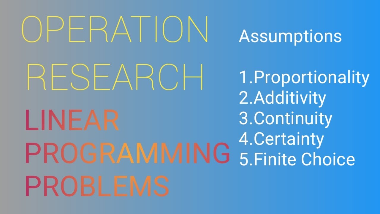 L1 Linear Programming Problem  Introduction & Basic Assumption in Formulation
