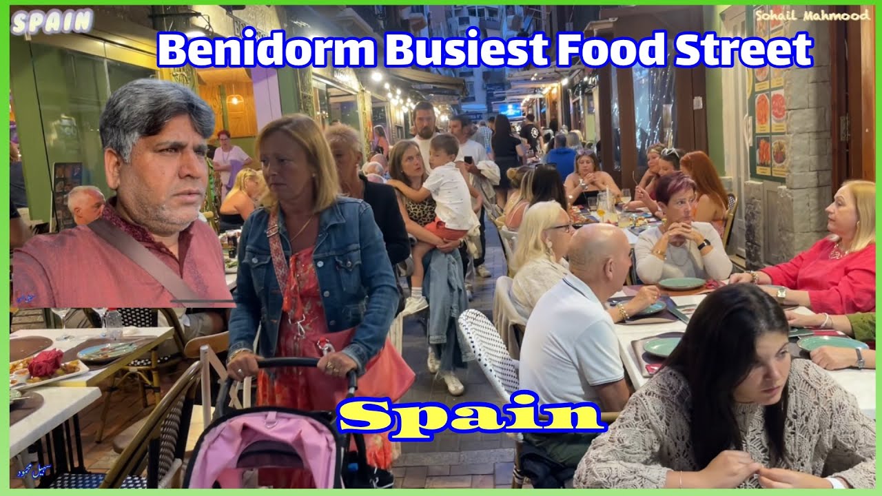 Benidorm Busiest Food Street It’s Cool 😎 Beautiful City Of Españia Beaches And Resturants