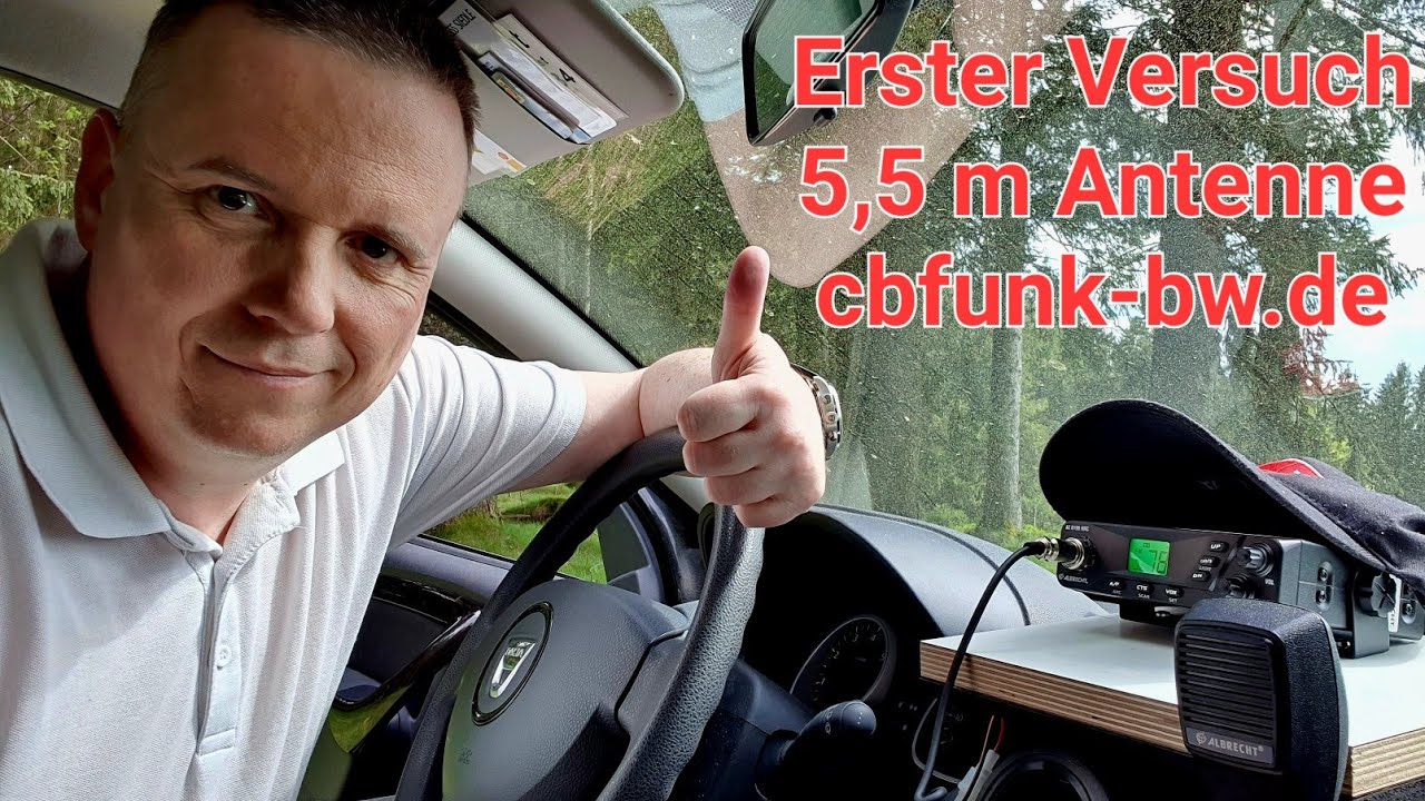 CB-Funk: Erster Test mit der 1/2 Lambda (5,5 Meter) Drahtantenne am GFK Mast auf dem Brend. 👍