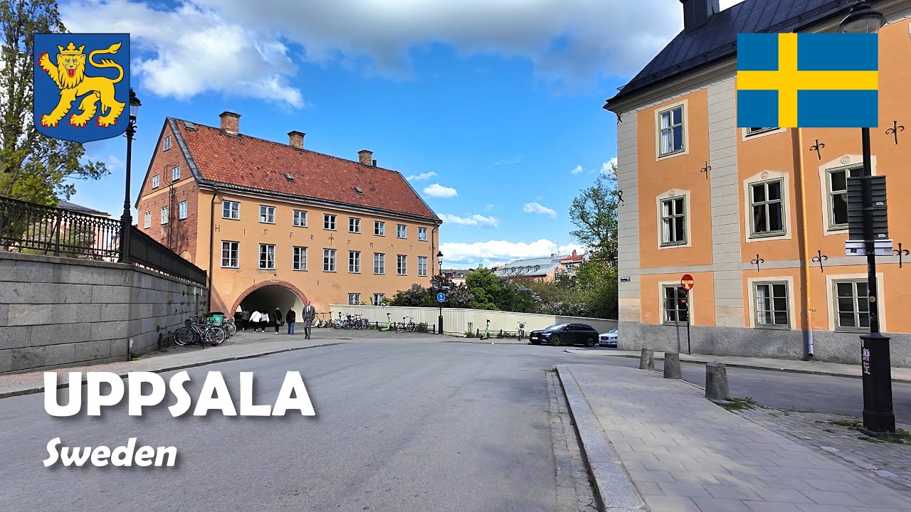 Uppsala, Sweden. A walk in the Old Town. 4K