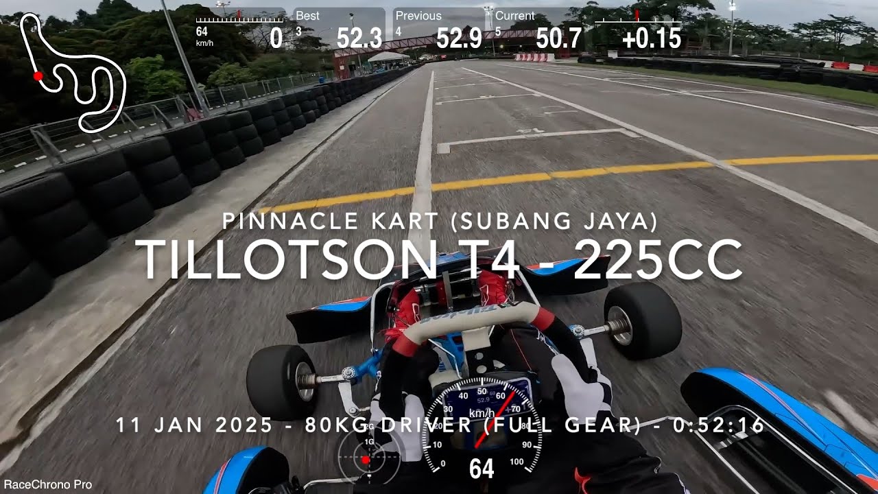 Pinnacle Kart (Subang Jaya) – Tillotson T4 225CC – Hot Lap – 0:52.16