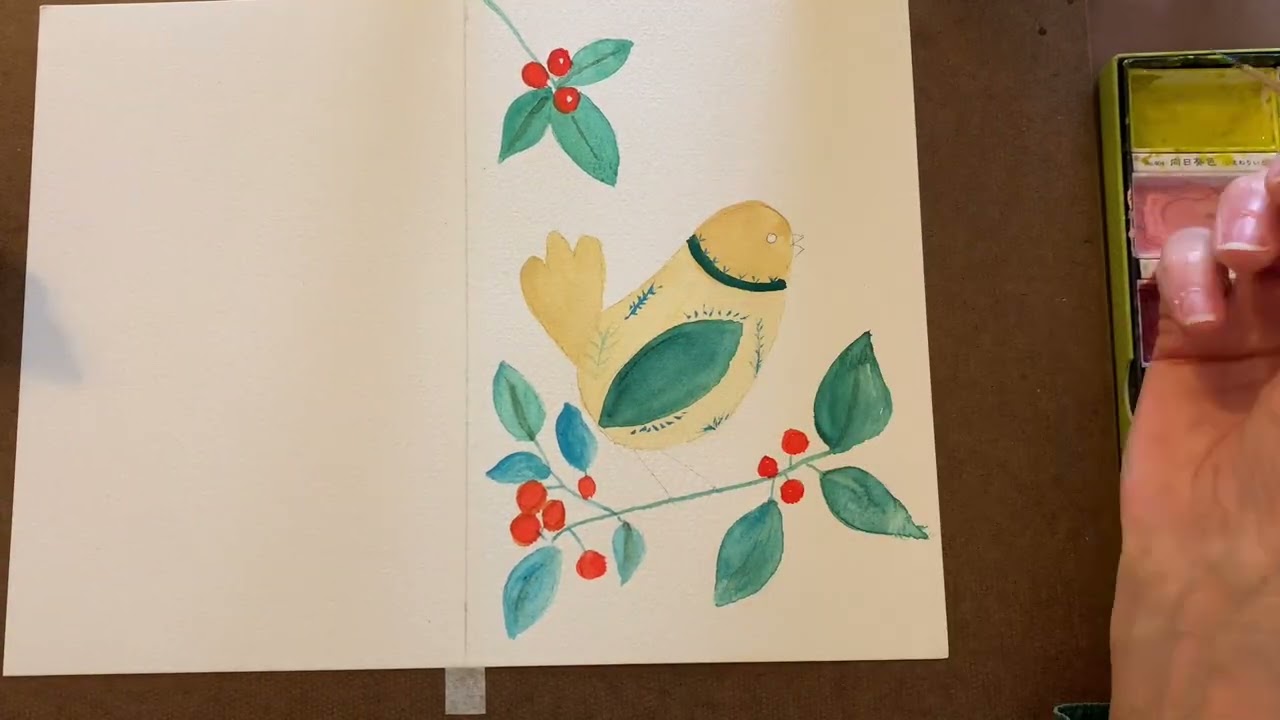 Watercolor Bird Painting | Prudiut Watercolor Paper Kuretake Art Nouveau Palette & Fine Details