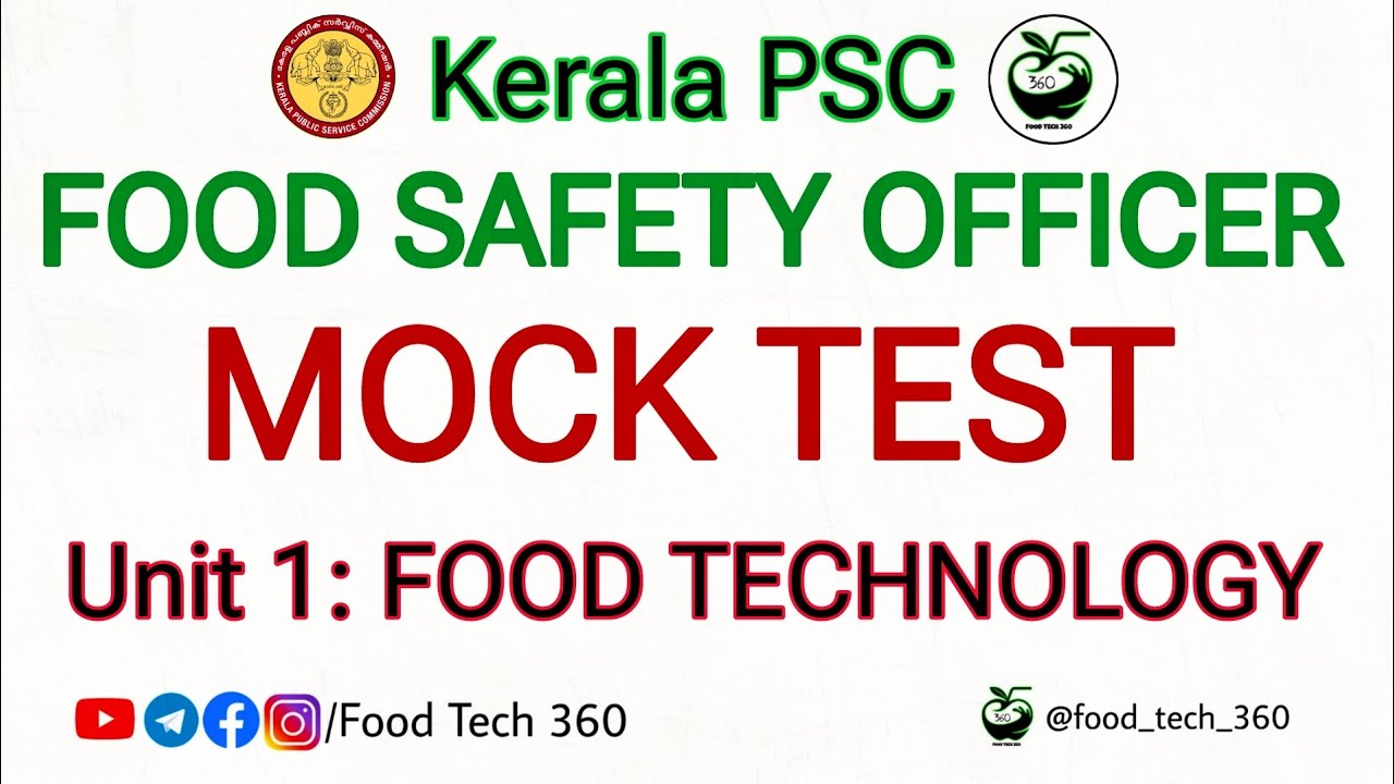Kerala PSC FSO MOCK TEST | Food Technology | Food Safety Officer Exam MCQs