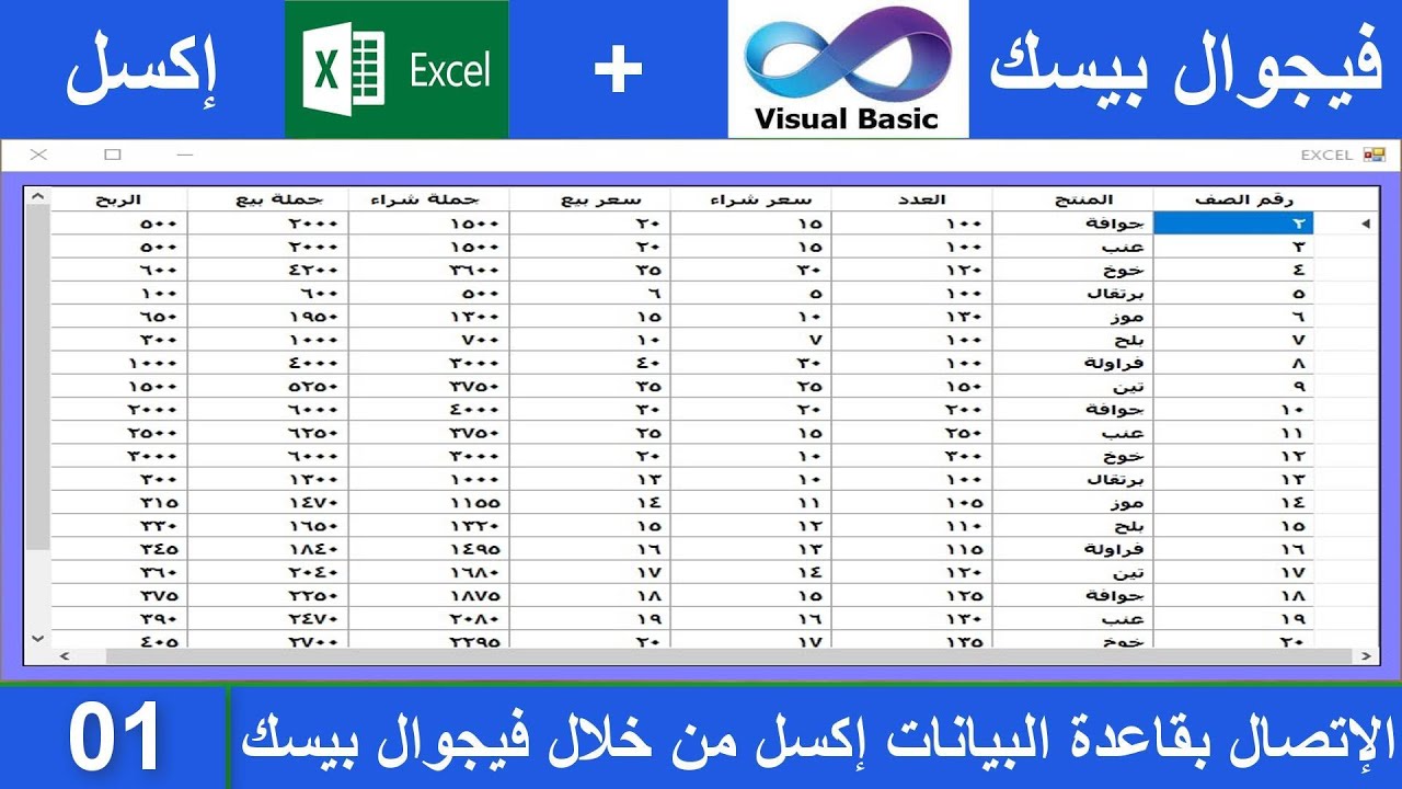 فيجوال بيسك / إتصال مباشر بقاعدة بيانات إكسل من خلال فيجوال بيسك 01