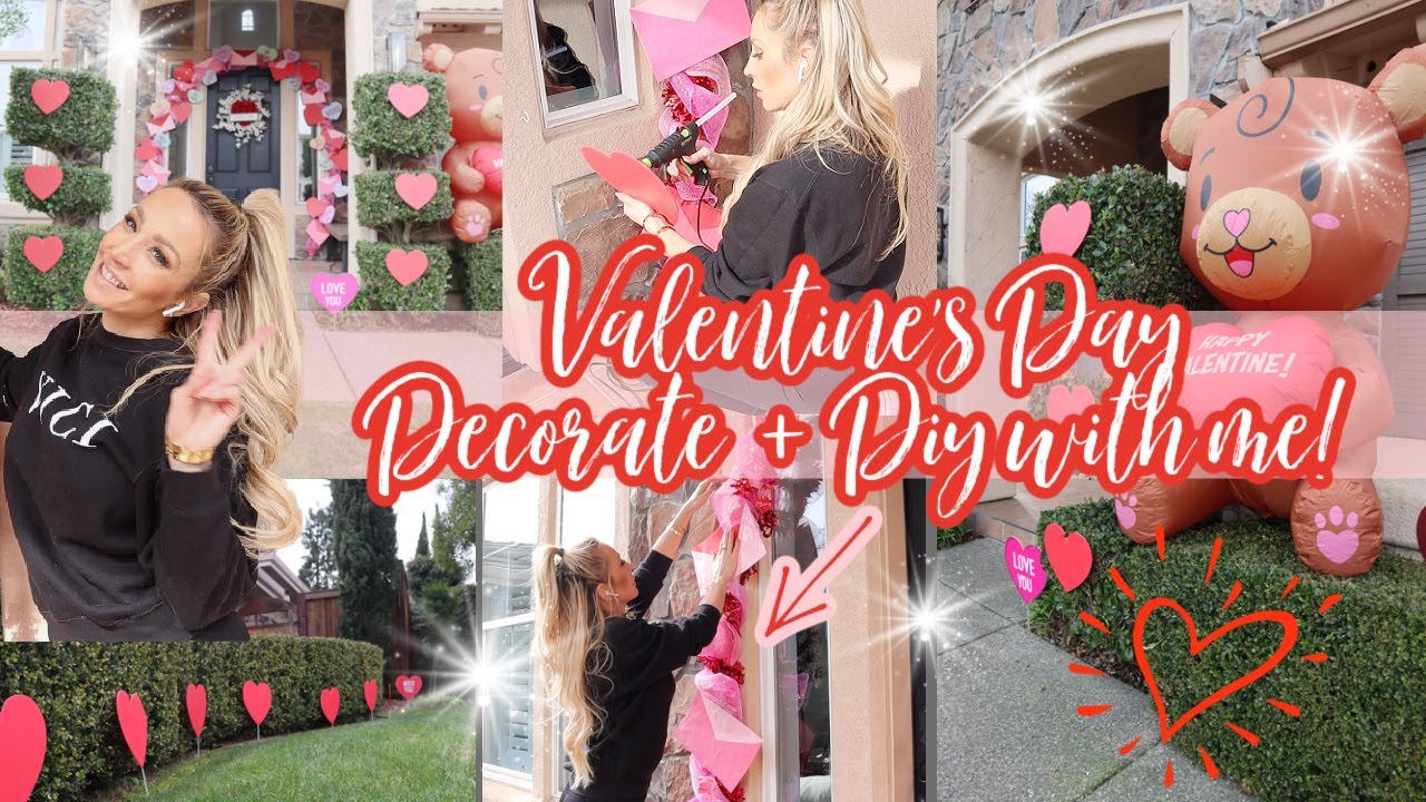 VALENTINE'S DAY FRONT YARD DECORATE WITH ME // DOLLAR STORE DIY HEART ARCH
