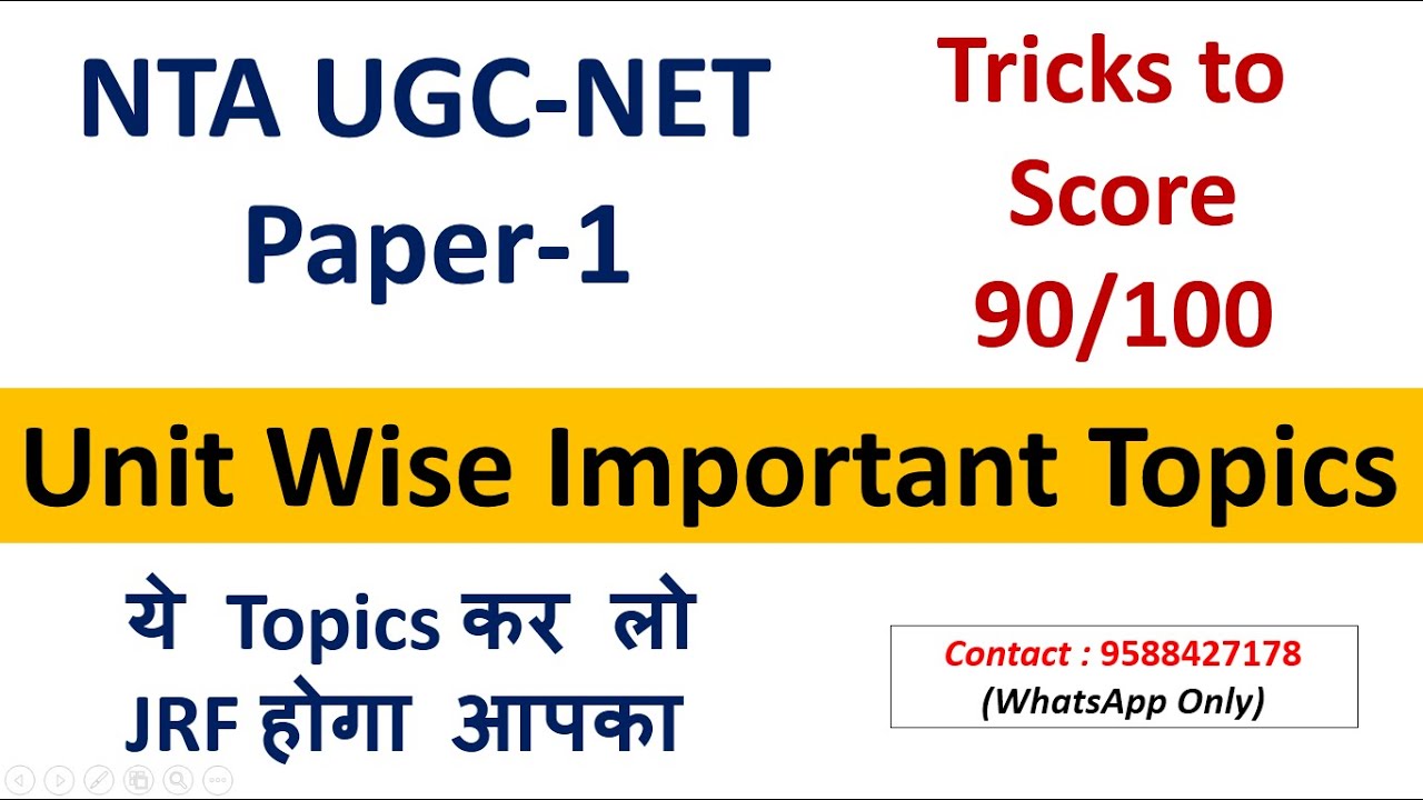 NTA UGC NET preparation Strategy | UGC NET Paper-1 Important Topics | NET Paper 1 Unit wise Analysis