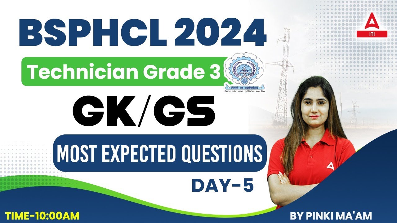 BSPHCL Technician Grade-3 2024 | BSPHCL GK/GS Class #5 | Questions by Pinky Mam