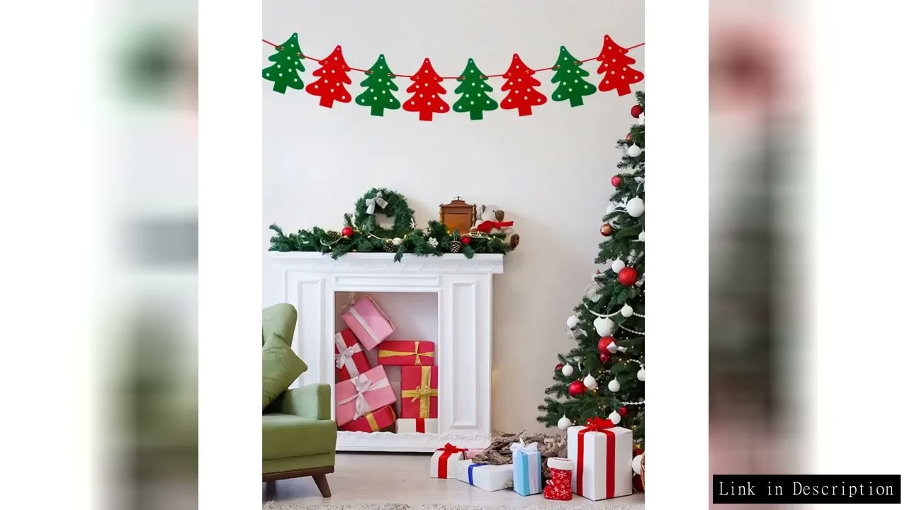 Christmas Tree Felt Banner Flag, Hanging Felt Garland Bunting Decorations, Holiday Home Fireplace Wa