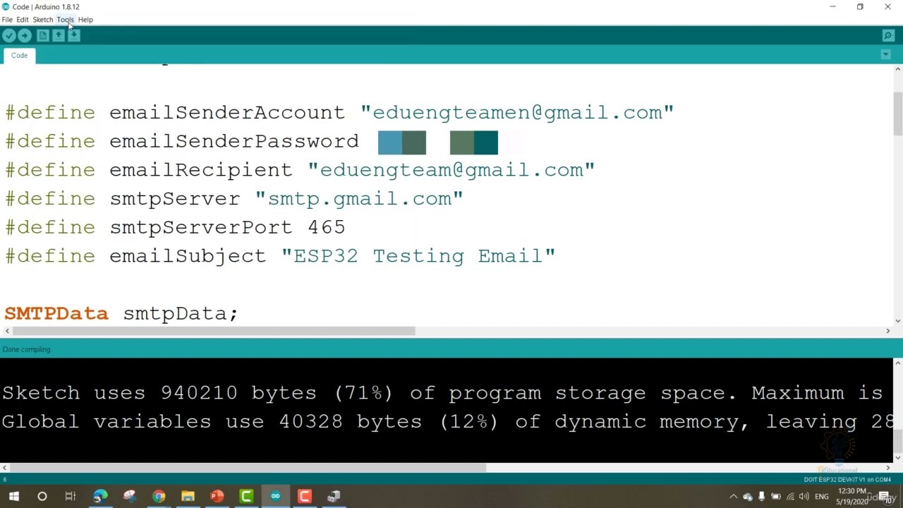 Tutorial ESP32 Email Alert Based on Sensors Reading Section 8 -  Practical Testing