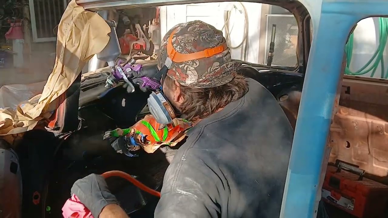 We get some paint laid down on the dash on the ole 55