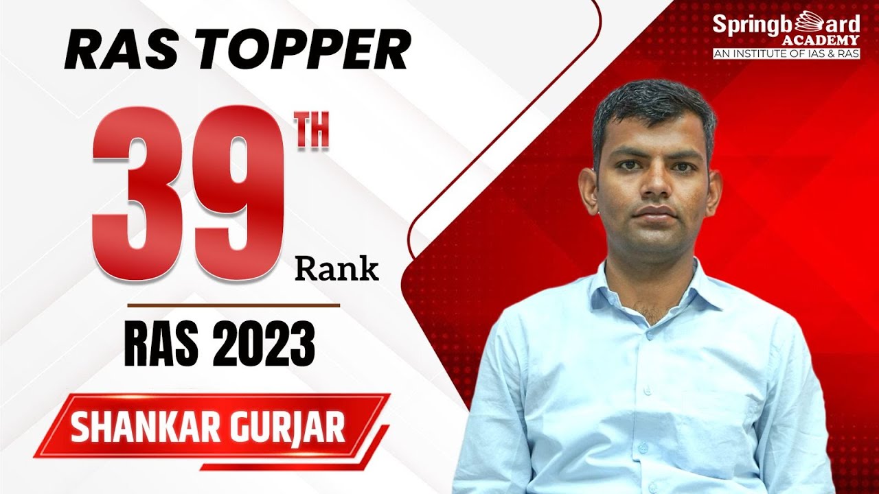 Mr. Shankar Gurjar | RAS-2023 | Rank-39 | Mock Interview | SpringBoard Academy